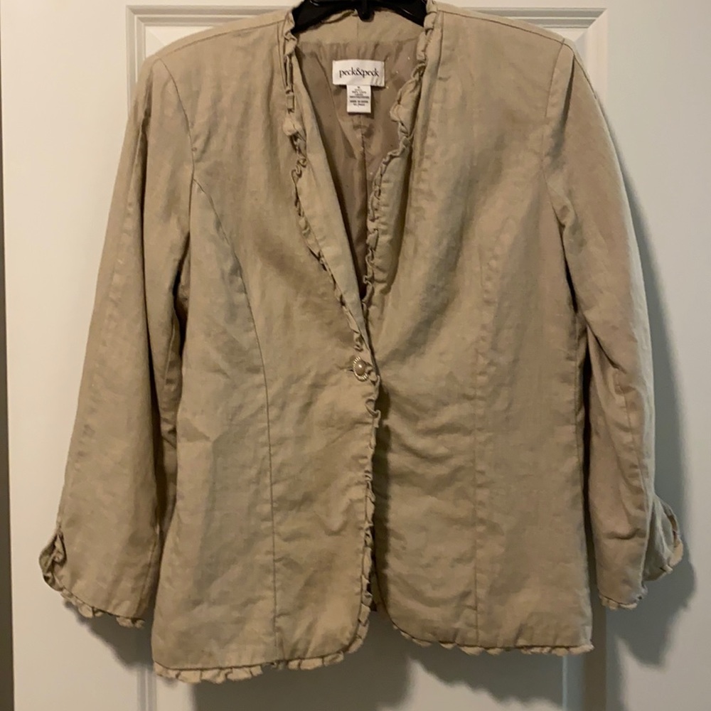 Peck & Peck linen ruffled blazer size M